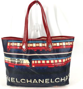 Chanel Red Color Leather Pvc Shoulder Bag Tote Bag (Pre-Owned)