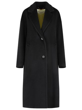 Golden Goose Cocoon Single-Breasted Black Virgin Wool Blend Coat