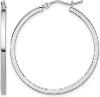 Diamond2Deal 10k Gold 2mm Square Tube Hoop Earrings