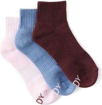 Cotton On Womens Active Body Qtr Crew Sock 3Pk in Choc Plum Multi at Nordstrom