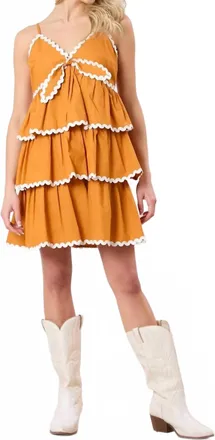 Peach Love California Scalloped Edges Mini Dress In Orange
