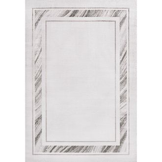 Jonathan Y Designs Athens Classic Border Marble Pattern High-Low Area Rug in Silver/white at Nordstrom, Size 8Ft 0In X 10Ft 0In