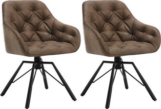 Woltu 2x Sill&oacute;n/silla De Comedor Acolchado Giratorio 360&deg; Sala De Espera Moderna En Elegante Pu Con Reposabrazos, Marr&oacute;n - Woltu