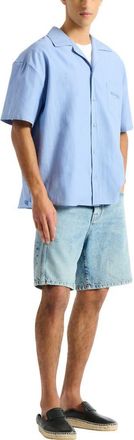 Balmain Vintage Shirt in Herringbone Poplin in Blue at Nordstrom, Size 52