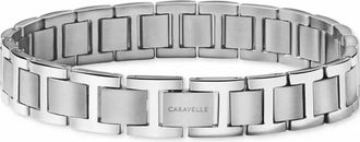 Bulova Mens Stainless Steel Link Bracelet In Silver-Tone