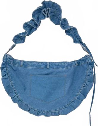 Esth&eacute; Womens Ruffle Denim Crossbody Bag In Blue