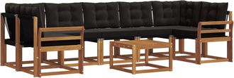 vidaXL Conjunto De Sof&aacute;s De Exterior 8 Uds. Natural Y Negro Vidaxl