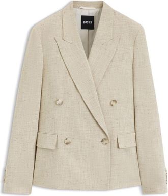 BOSS Regular-fit blazer in textured slub fabric