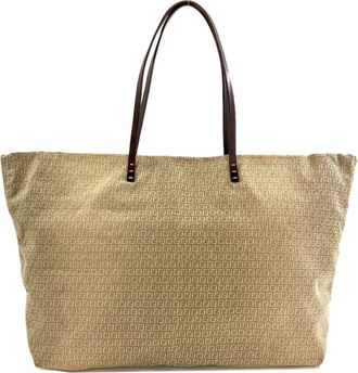 Fendi Zucchino Beige Canvas Tote Bag (Pre-Owned)