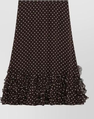 Valentino silk skirt plusdepois motif midi ruffled