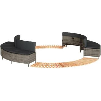 vidaXL Bordo per Spa Grigio in Polyrattan e Legno Massello di Acacia vidaXL