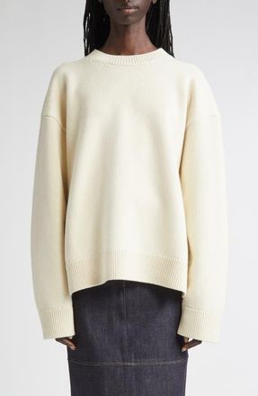 Jil Sander Classic Virgin Wool Blend Sweater in Natural at Nordstrom, Size 8 Us