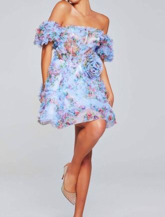 Jovani Strapless Fit And Flare Mini Dress In Blue