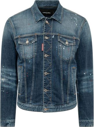 Dsquared2 Blue Distressed Shirt Collar Jacket