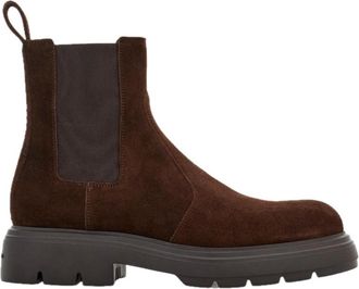 Ferragamo Doran Suede Chelsea Boots, Size 9