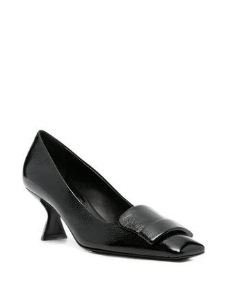 Sergio Rossi Patent Leather Square-Toe Pump - Black