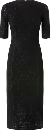 Pinko Fitted Black Midi Dress with Textured Fabric and Vertical Seam Lines