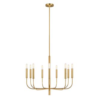Loops 9 Bulb Chandelier Hanging Pendant LIght Burnished Brass LED E14 60W Bulb in Metallics