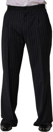 Dolce & Gabbana Black Stripe Straight Men Dress Trouser Mens Pants