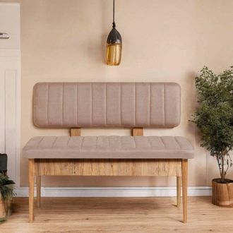 Dmora Dmora - Mesa Barthelemy, Banco Multiusos, Asiento De Invitados, Cofre Multifuncional, 110x46 H85 Cm, Roble Y Cemento