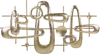 Beliani Decoraci&oacute;n De Pared De Metal Dorado 90 X 50 Cm Abstracto Geom&eacute;trico Manganese
