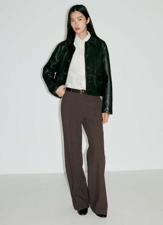 Mango Pantaloni flare cuciture marrone medio - Donna - 36 - MANGO