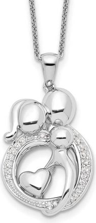 Diamond2Deal Sterling Silver Cubic Zirconia Family of 3 Gathering Necklace