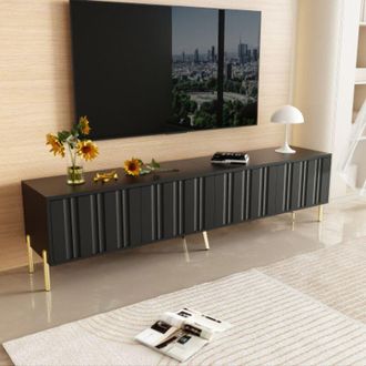 Blossom Mueble Tv Blossom, 8 Compartimentos De Almacenamiento, Aparador Resistente, 190x38x48 Cm - Negro