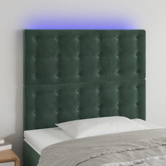 vidaXL Cabecero Con Luces Led Terciopelo Verde Oscuro 80x5x118/128 Cm Vidaxl