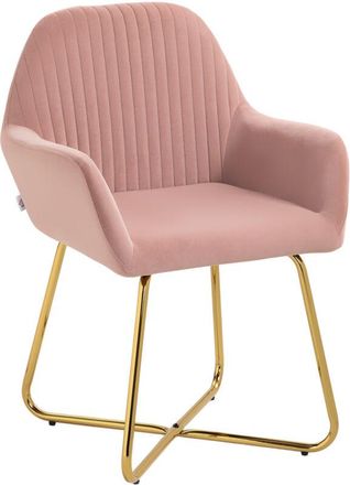 HOMCOM Modern Accent Chair Velvet-Feel Upholstered Lounge Armchair Pink - Homcom