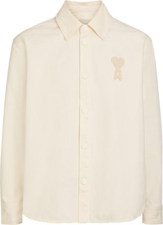 Ami Ami Paris Logo-appliqu&eacute;d Denim Overshirt - Cream - XL