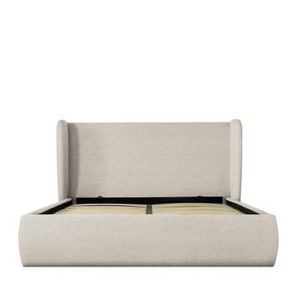 DRAWER Cama con arc&oacute;n de tela rizada 160x200cm - Beige