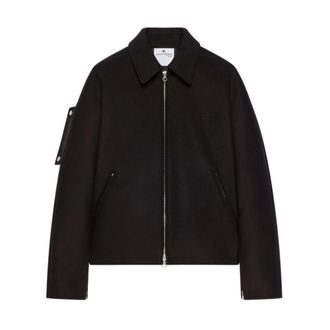Courrèges Light Jackets, male, Black, XS, Embroidered Wool Bomber Jacket
