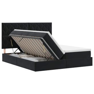 vidaXL Letto Con Contenitore Con Testiera Nero 200 X 200 Cm Velluto Vidaxl