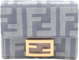 Fendi Pre-owned Wallets, female, Gray, Size: ONE SIZE Pre-owned FF Jacquard Tri-Fold Wallet