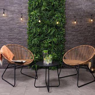 Charles Bentley Zanzibar Tea for Two Bistro Set Natural Cafe 2 Chairs & Table