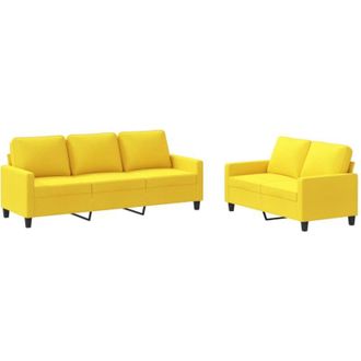 vidaXL Vidaxl - Juego De Sof&aacute;s Con Cojines 2 Piezas Tela Amarillo Claro