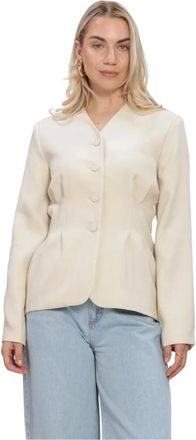 Moss Copenhagen Jassen, Dames, Beige, XL, Leer, Mschesteriane Blazer