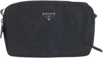Prada Pre-owned Nylon Tessuto Triangle Logo Shoulder Bag - Dames - Vintage Schoudertas - Zwart - ONE Size - Nylon - Vintage