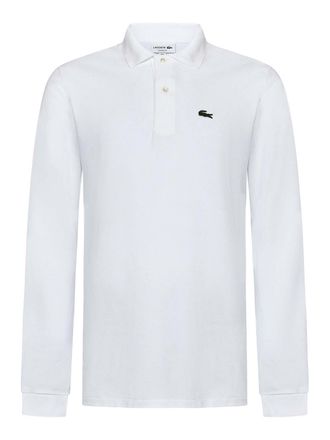 Lacoste L1212 White Cotton Piqu Long-Sleeved Polo