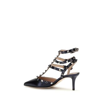 Valentino Garavani Womens Rockstud Heel Black Calf Leather Bos