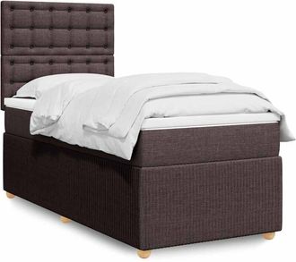 vidaXL Cama Box Spring Con Colch&oacute;n Tela Marr&oacute;n Oscuro 90x200 Cm Vidaxl