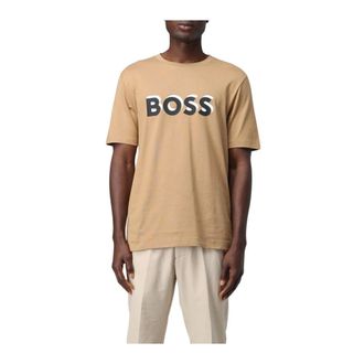 HUGO BOSS T-Shirts, male, Beige, M, Logo Tee Short Sleeve