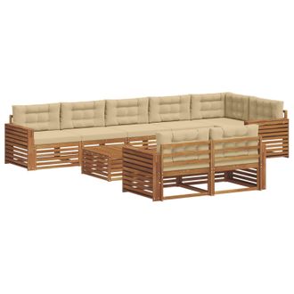vidaXL Conjunto De Sof&aacute;s De Exterior Con Coj&iacute;n 9 Pcs Natural Y Beige Vidaxl