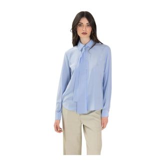P.A.R.O.S.H. Shirts, female, Blue, L, Camicia in seta con sciarpetta