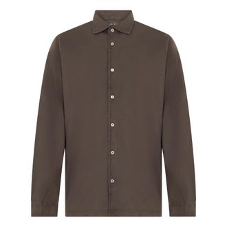 Fedeli Donkerbruin overhemd met lange mouwen - Heren - Casual Overhemden - Bruin - 4XL - Katoen - Overhemden