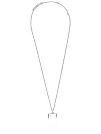 Maison Margiela Rectangular Pendant Necklace with Fine Chain and Polished Finish