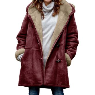 Generic winter jacket for women uk jackets for women uk elegant short Winter Fleece Jackets for Women UK Warm Cozy Faux Fur Lined Snow Coats With Pockets Retr