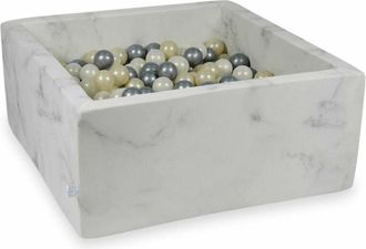 OEM Piscina Seca 90x90x40 M&aacute;rmol Con Bolas 400 Uds: Oro Claro, Plata, Opalescente