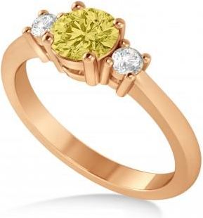 Allurez Round Yellow & White Diamond Three-Stone Engagement Ring 14k Rose Gold (0.89ct)